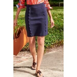 NWT J. McLaughlin Winter Navy Scalloped Winnie Skirt Sz 8 $168 Pencil Stretch